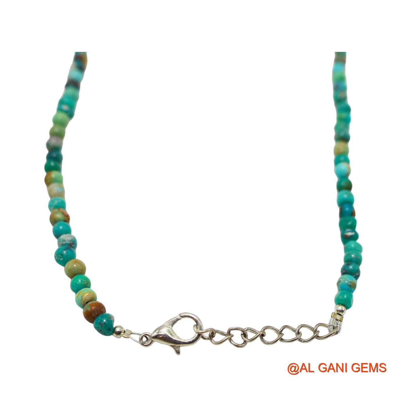 Rondelle Smooth December Sky Blue Turquoise Beads Dainty Boho Necklace BT-215