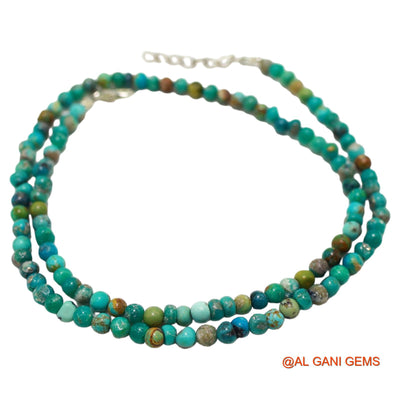 Rondelle Smooth December Turquoise Bead Art Deco Dainty Antique Necklace BT-216