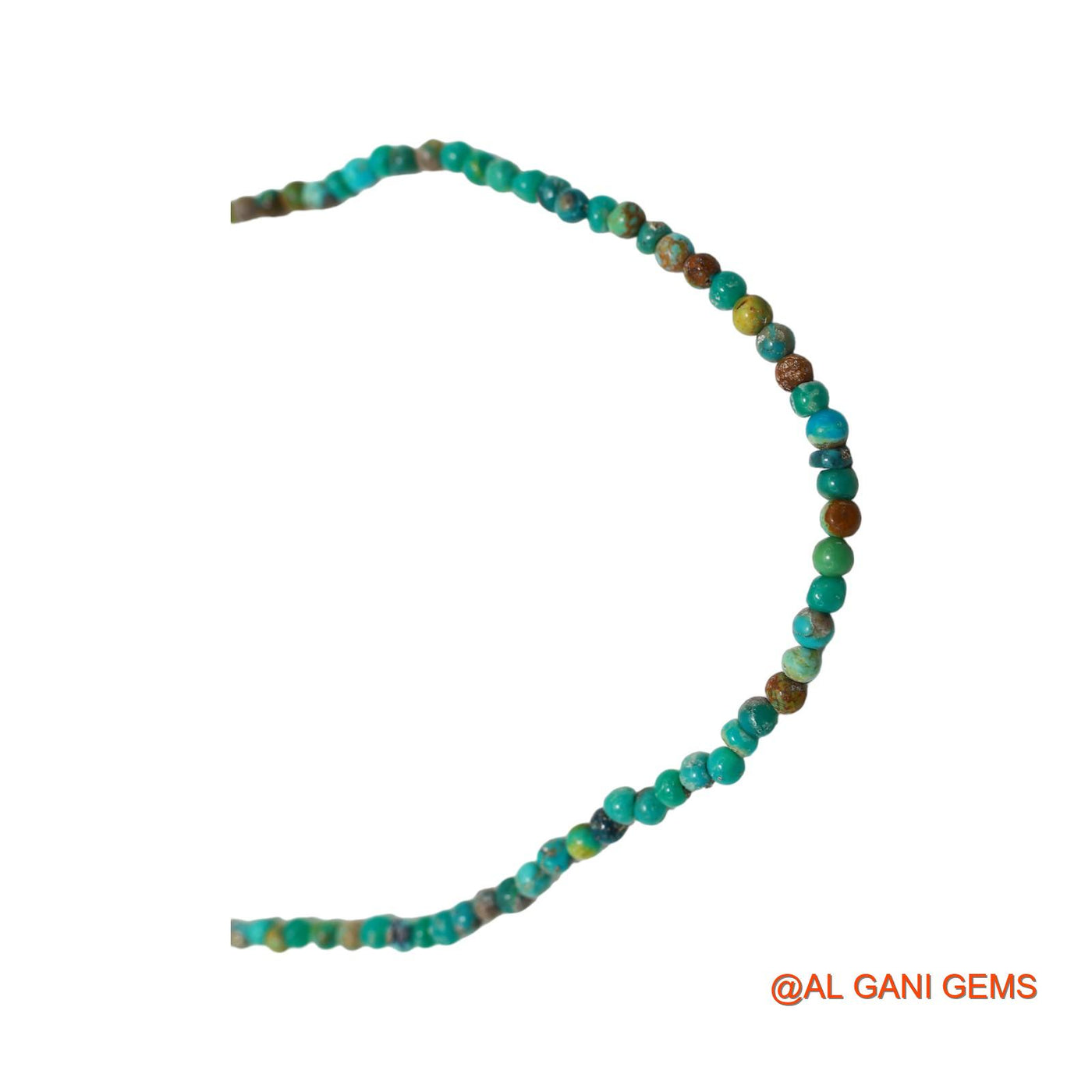 Rondelle Smooth December Turquoise Bead Art Deco Dainty Antique Necklace BT-216