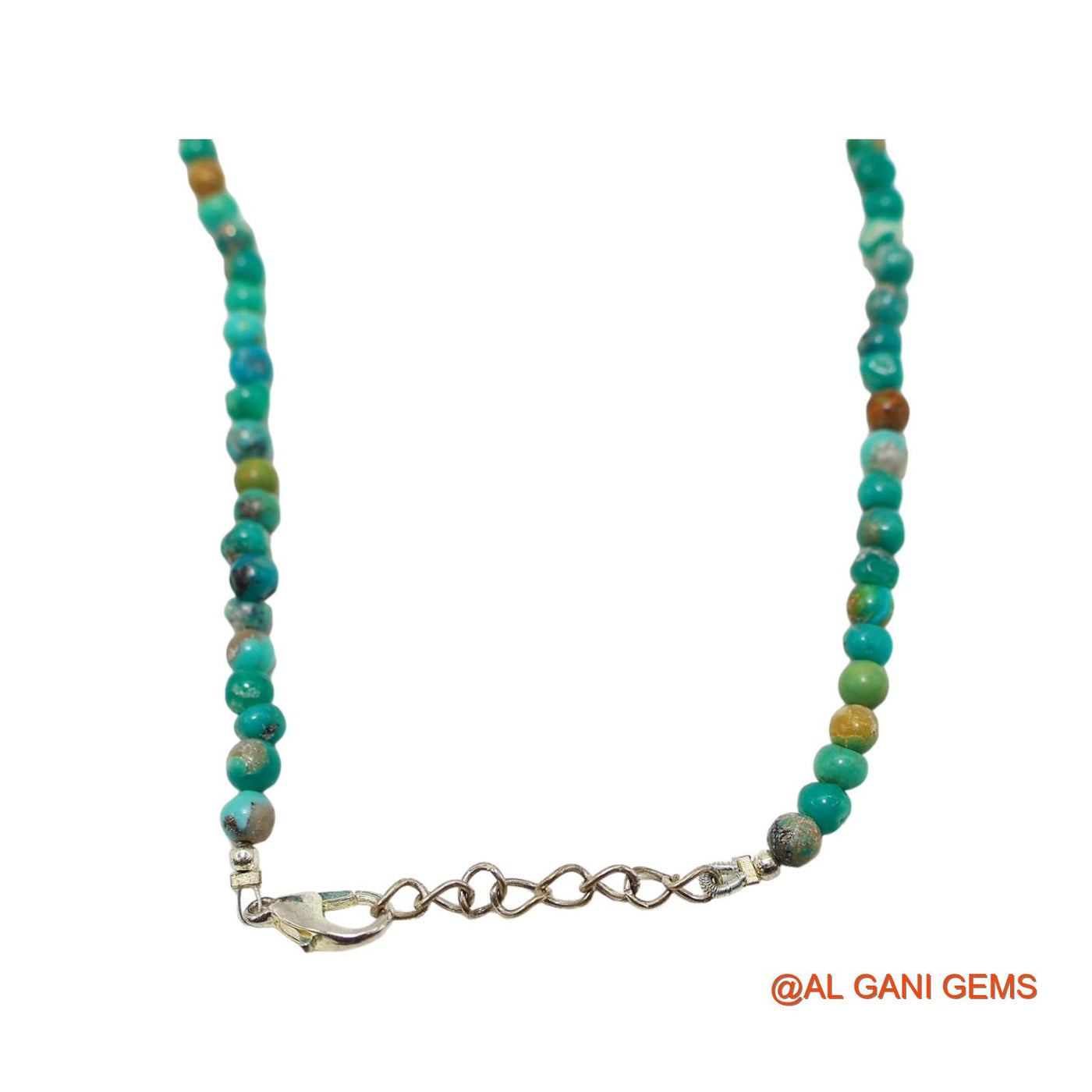 Rondelle Smooth December Turquoise Bead Art Deco Dainty Antique Necklace BT-216