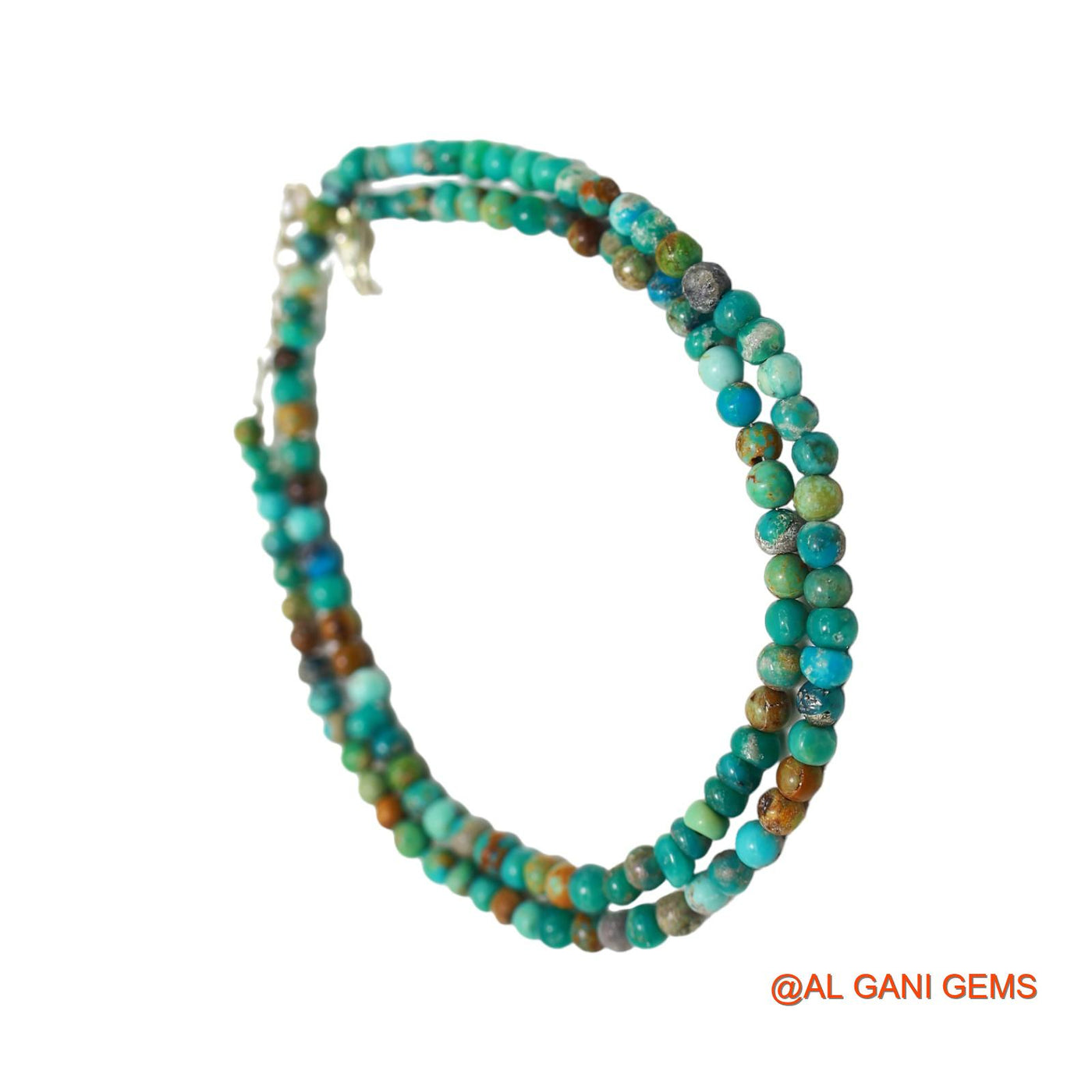 Smooth Turquoise Beaded Rondelle Dainty December Mother Antique Necklace BT-217