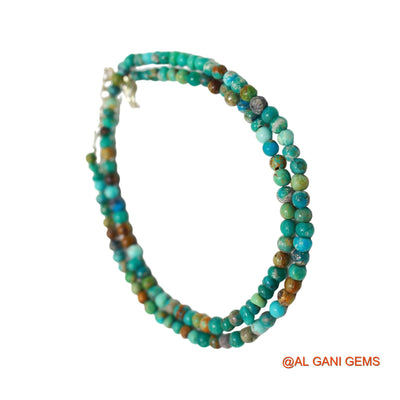 Smooth Turquoise Beaded Rondelle Dainty December Mother Antique Necklace BT-217