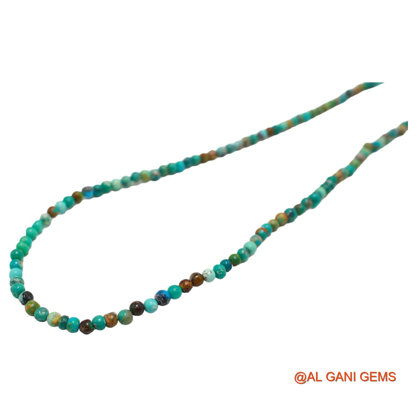 Smooth Turquoise Beaded Rondelle Dainty December Mother Antique Necklace BT-217