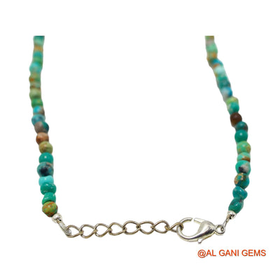 Smooth Turquoise Beaded Rondelle Dainty December Mother Antique Necklace BT-217