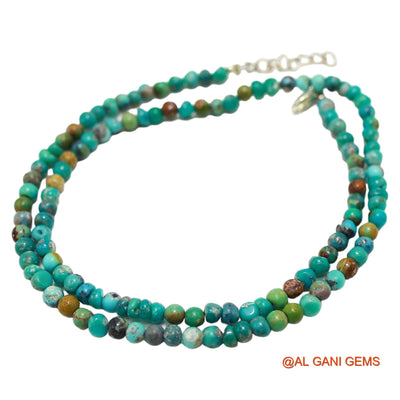 Rondelle Smooth December Turquoise Beaded Dainty Engagement Necklace BT-218