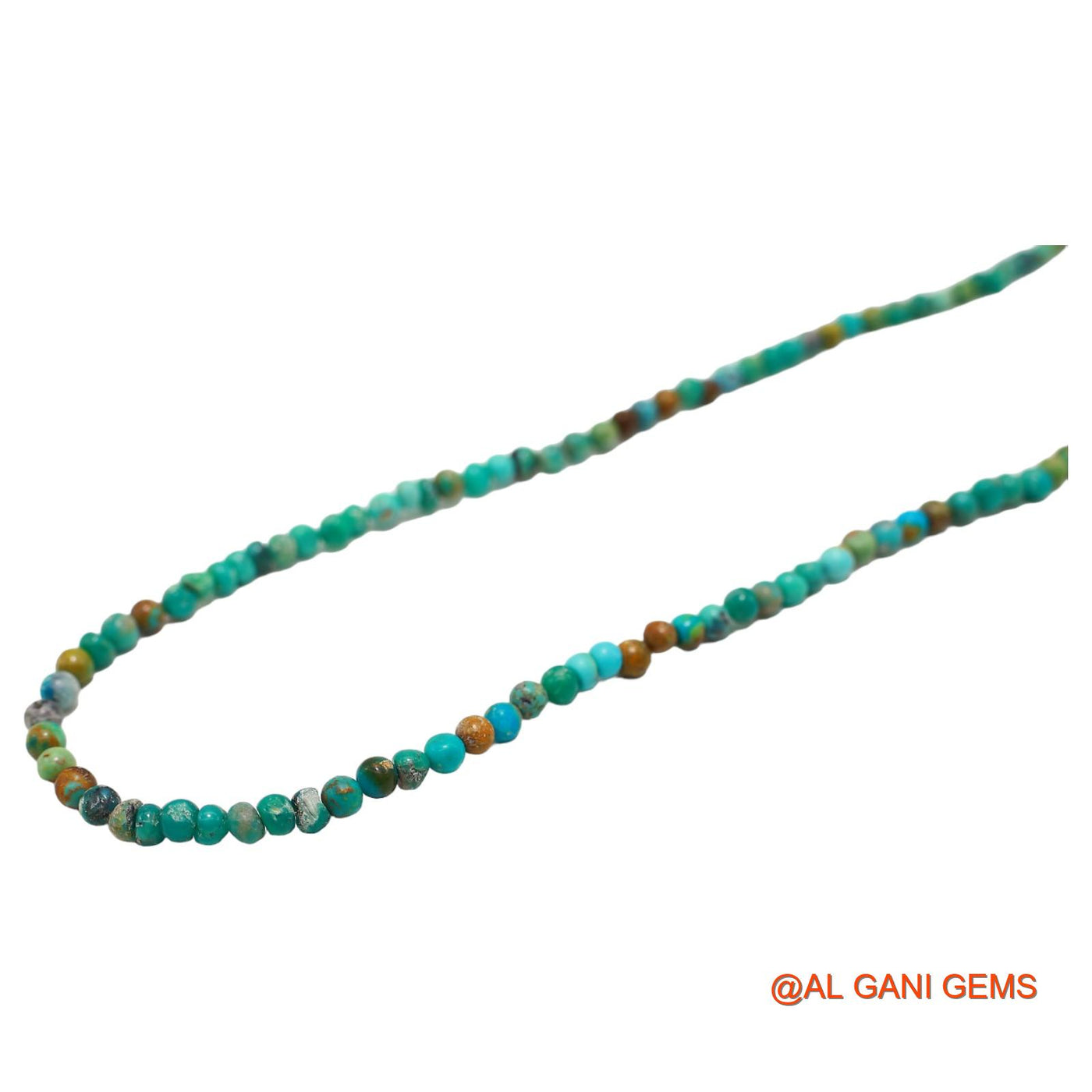 Rondelle Smooth December Sky Blue Turquoise Bead Art Deco Boho Necklace BT-219