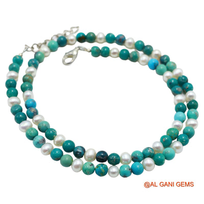 Rondelle Smooth 5X4 MM Turquoise Beaded Dainty December Wedding Necklace BT-21