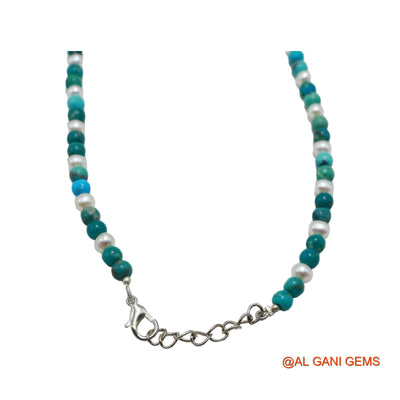 Rondelle Smooth 5X4 MM Turquoise Beaded Dainty December Wedding Necklace BT-21
