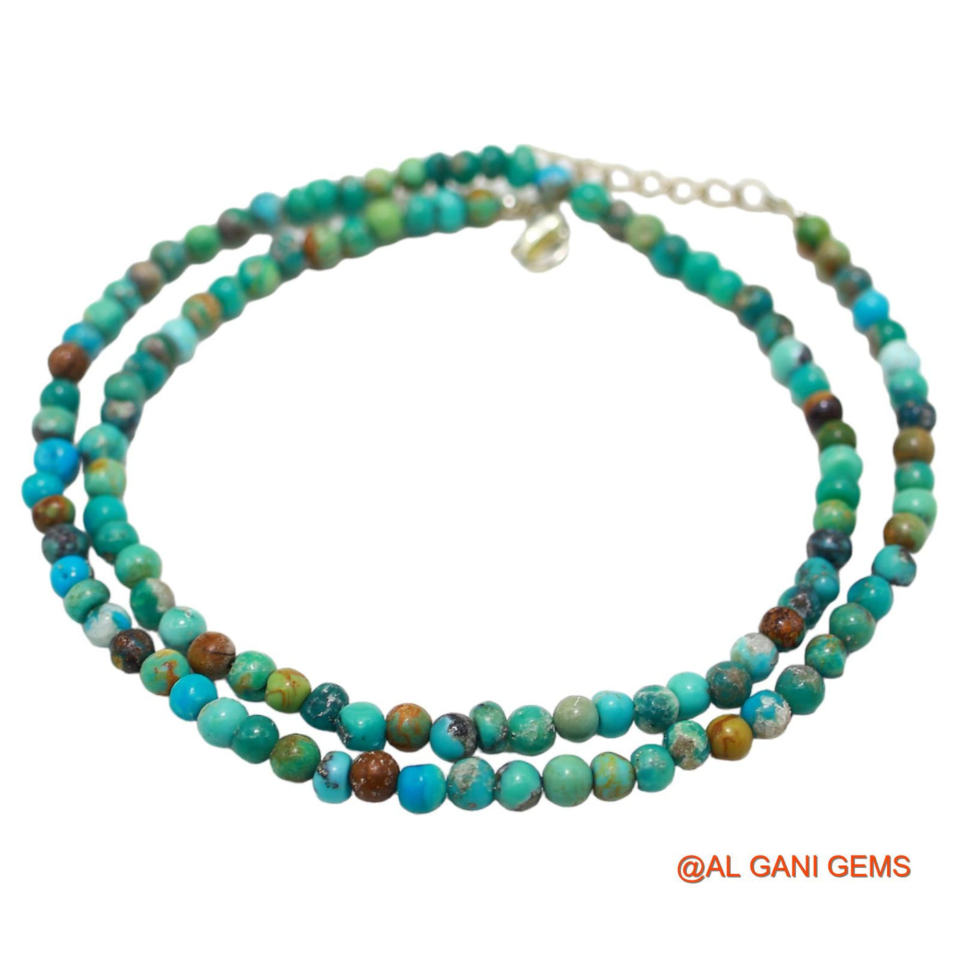 Smooth December Turquoise Beaded Rondelle Dainty Boho Daughter Necklace BT-220