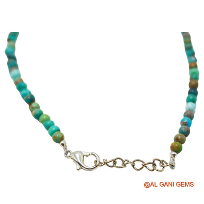 Smooth December Turquoise Beaded Rondelle Dainty Boho Daughter Necklace BT-220