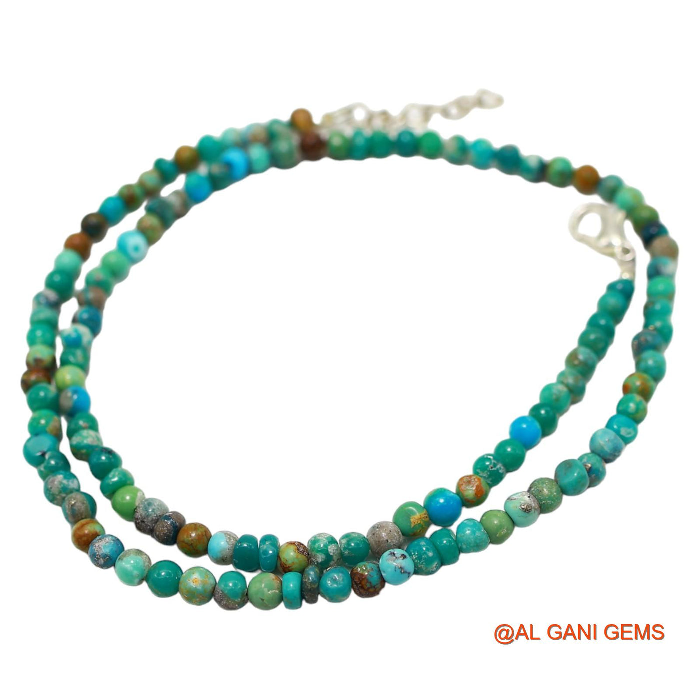 Rondelle Smooth Turquoise Beaded Art Deco December Handcrafted Necklace BT-221
