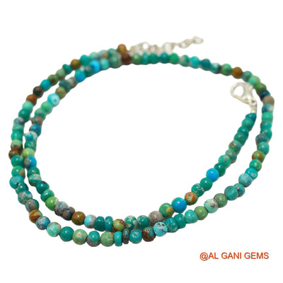 Rondelle Smooth Turquoise Beaded Art Deco December Handcrafted Necklace BT-221