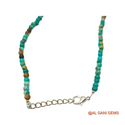 Rondelle Smooth Turquoise Beaded Art Deco December Handcrafted Necklace BT-221