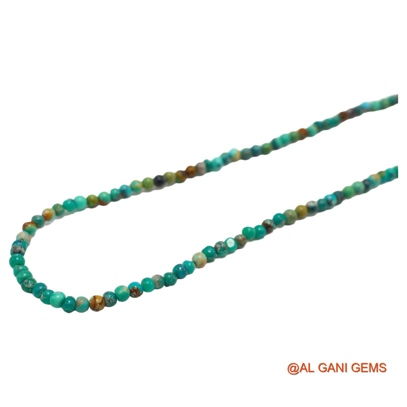 Rondelle Smooth 2 TO 3 MM Turquoise Beaded Art Deco December Necklace BT-222
