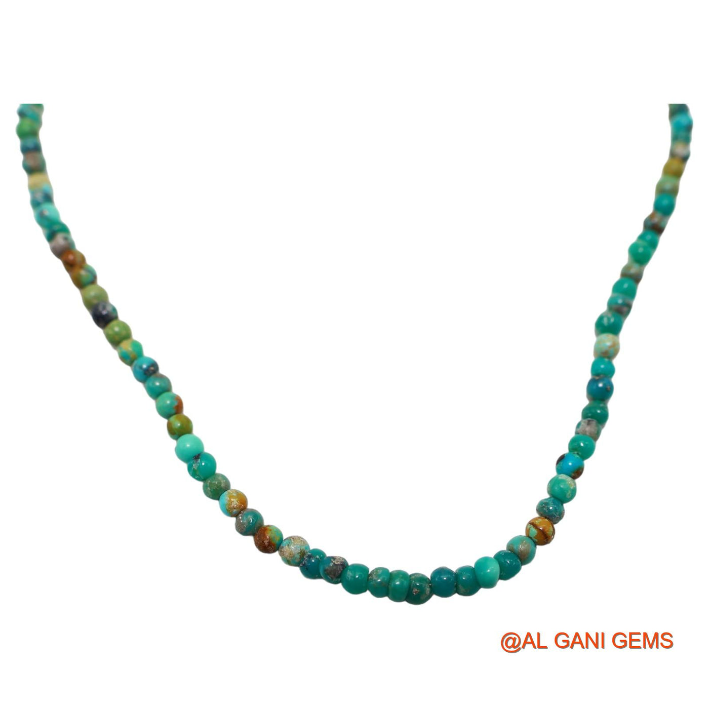 Rondelle Smooth 2 TO 3 MM Turquoise Beaded Art Deco December Necklace BT-222