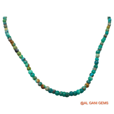 Rondelle Smooth 2 TO 3 MM Turquoise Beaded Art Deco December Necklace BT-222