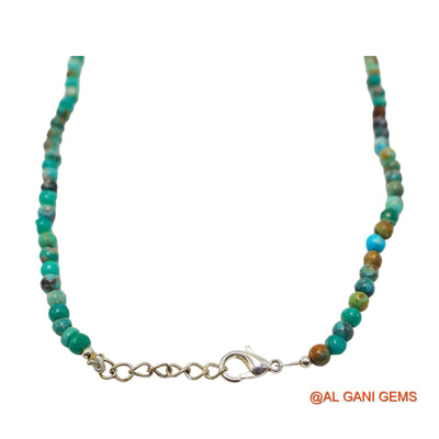 Rondelle Smooth 2 TO 3 MM Turquoise Beaded Art Deco December Necklace BT-222