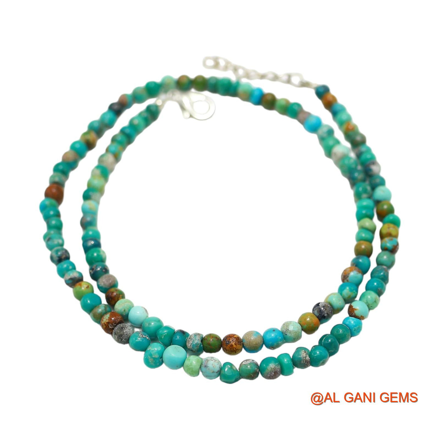 Smooth December 2 TO 3 MM Turquoise Beaded Rondelle Art Deco Necklace BT-223