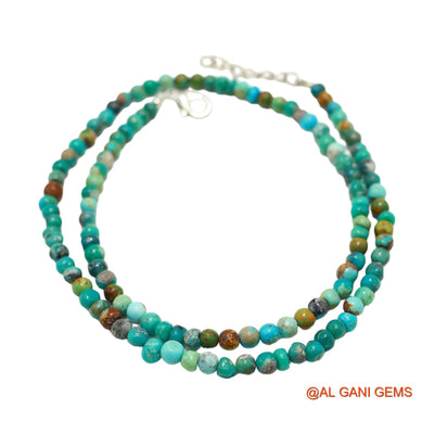 Smooth December 2 TO 3 MM Turquoise Beaded Rondelle Art Deco Necklace BT-223