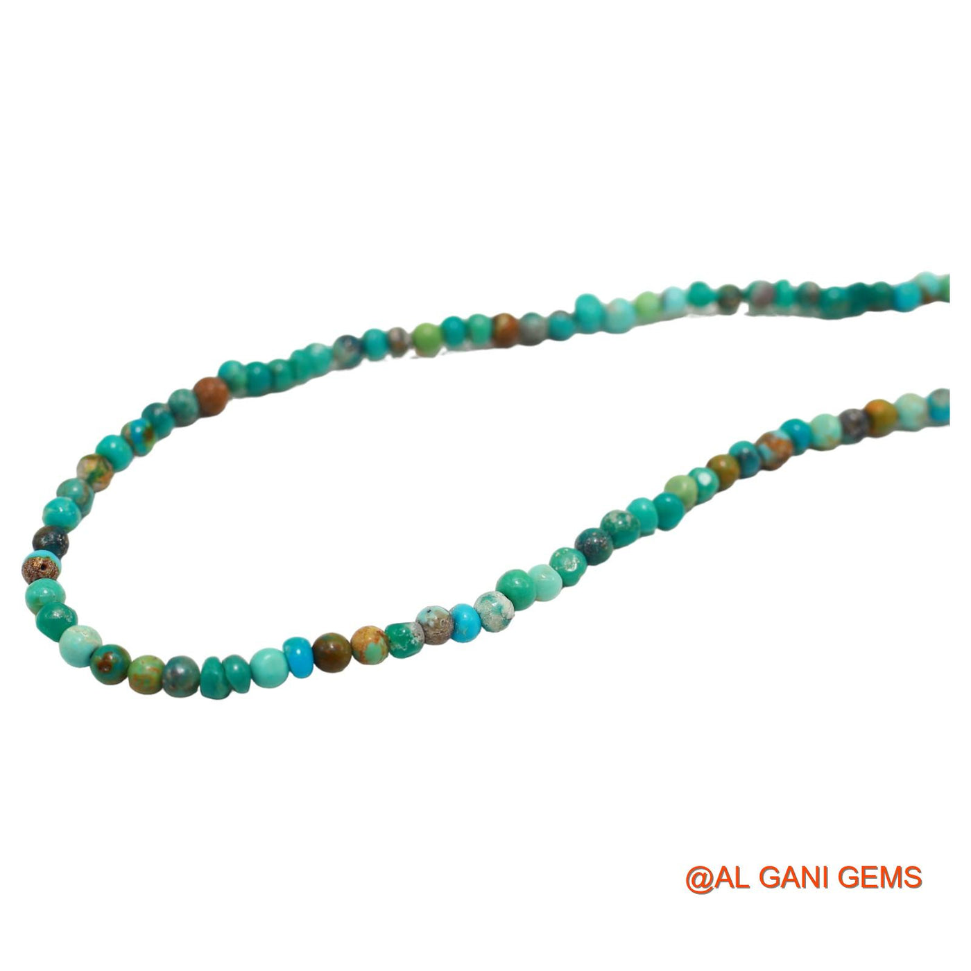 Smooth December 2 TO 3 MM Turquoise Beaded Rondelle Art Deco Necklace BT-223