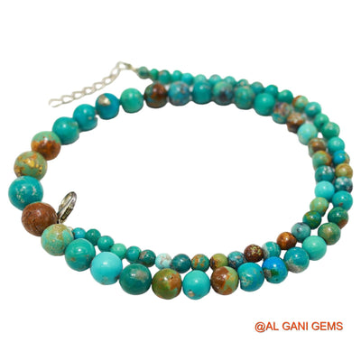 Smooth December Turquoise Bead Rondelle Art Deco Birthday Boho Necklace BT-224