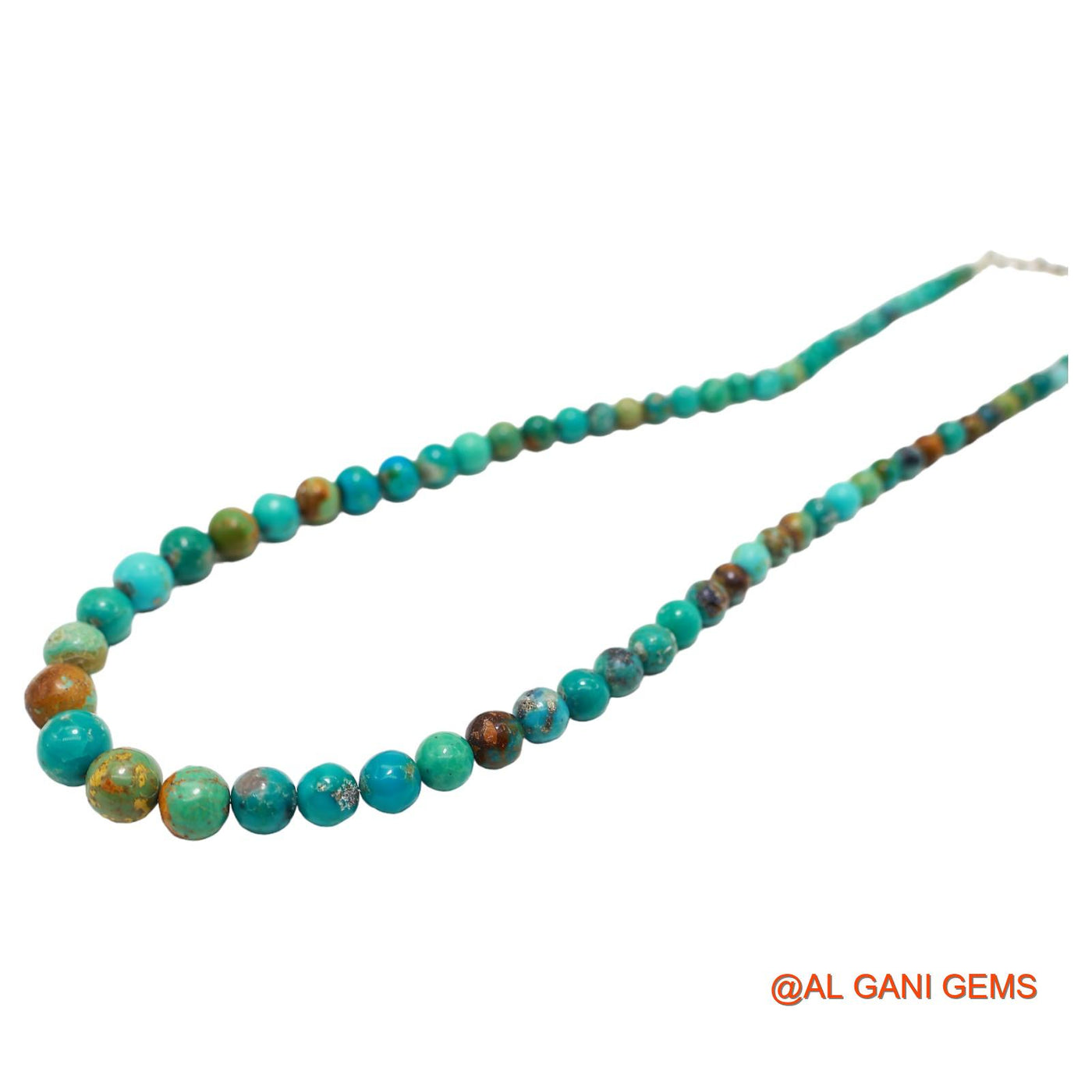 Smooth December Turquoise Bead Rondelle Art Deco Birthday Boho Necklace BT-224