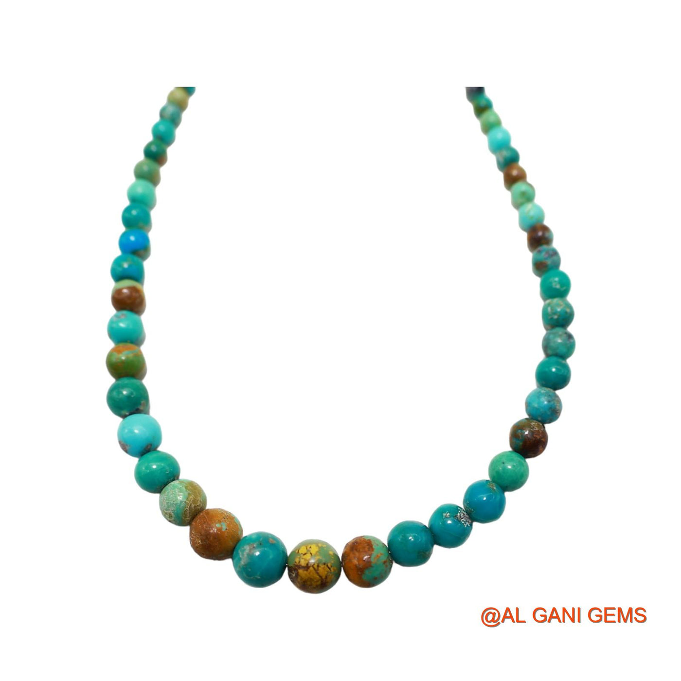 Smooth December Turquoise Bead Rondelle Art Deco Birthday Boho Necklace BT-224
