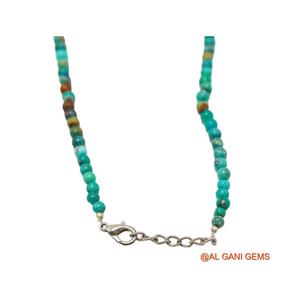 Smooth December Turquoise Bead Rondelle Art Deco Birthday Boho Necklace BT-224