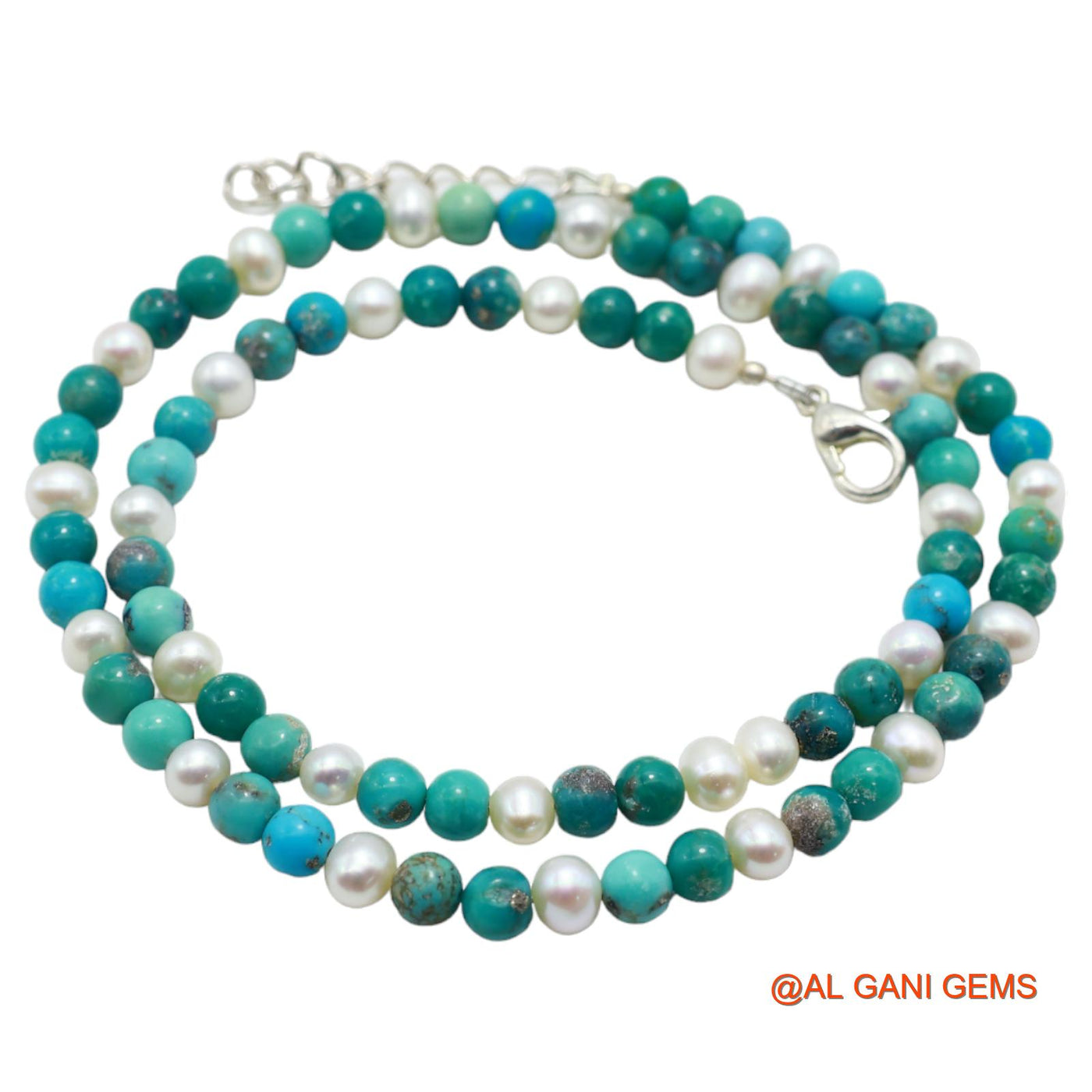 Rondelle Smooth Blue Turquoise Bead Art Deco December Daughter Necklace BT-22