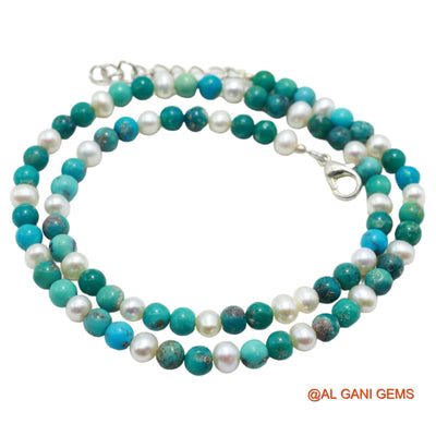Rondelle Smooth Blue Turquoise Bead Art Deco December Daughter Necklace BT-22