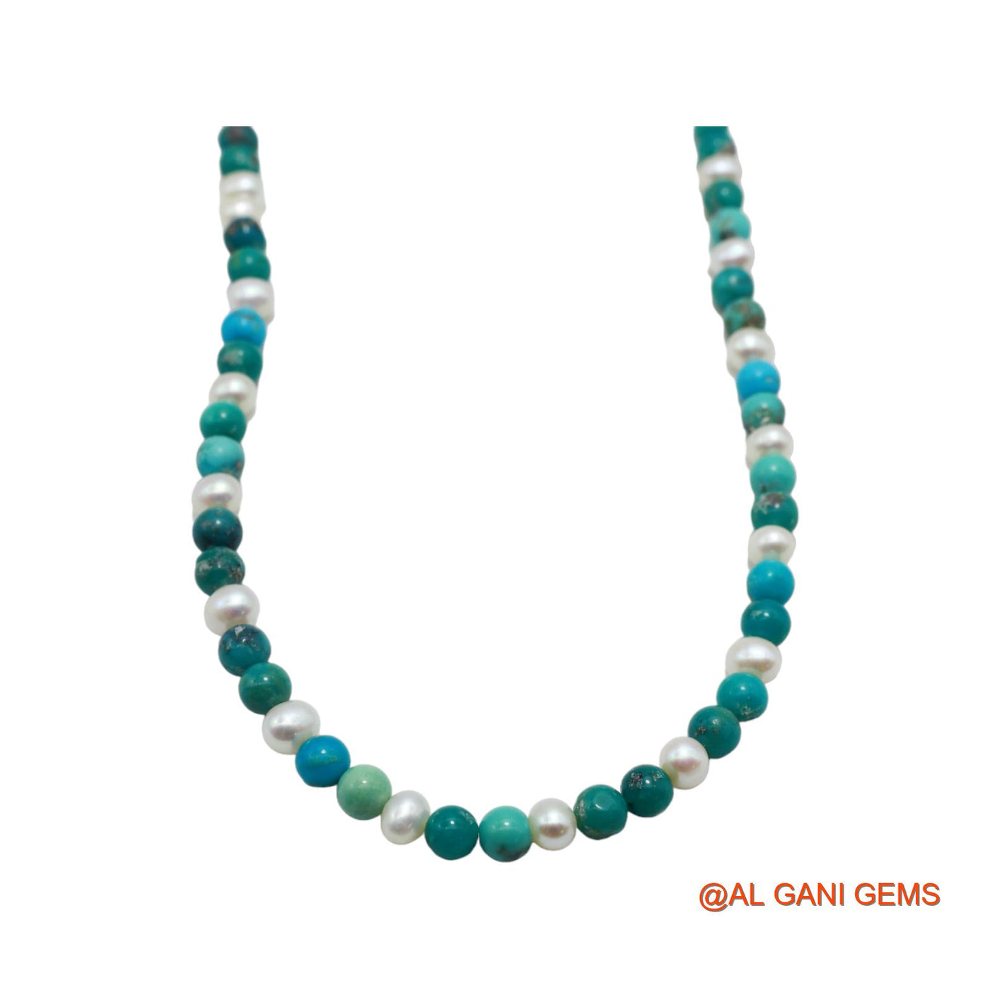 Rondelle Smooth Blue Turquoise Bead Art Deco December Daughter Necklace BT-22