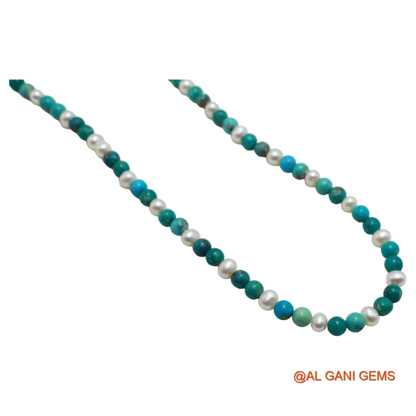 Rondelle Smooth Blue Turquoise Bead Art Deco December Daughter Necklace BT-22