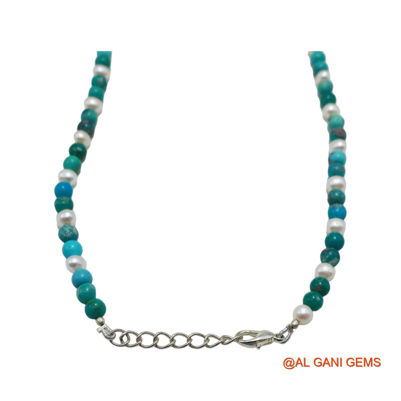 Rondelle Smooth Blue Turquoise Bead Art Deco December Daughter Necklace BT-22