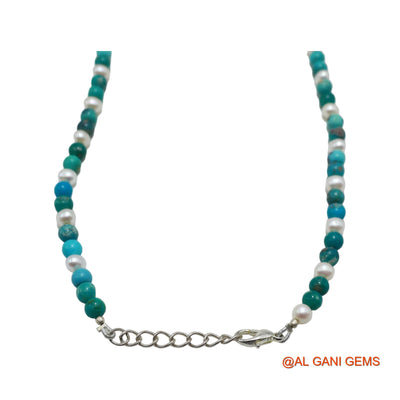 Rondelle Smooth Blue Turquoise Bead Art Deco December Daughter Necklace BT-22