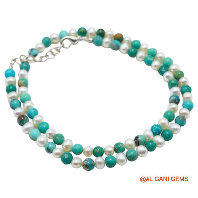 Smooth Sky Blue Turquoise Beads Rondelle Protection December Bracelet BT-23