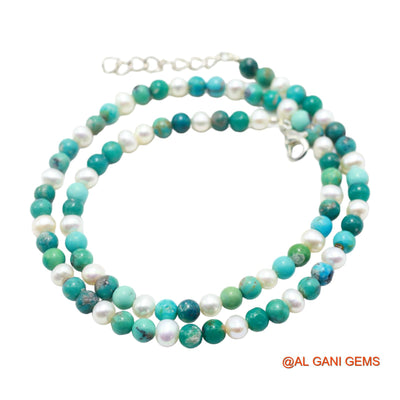 Smooth Turquoise Bead Rondelle Boho December Artisan Dainty Necklace BT-24
