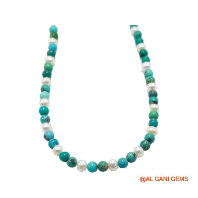 Smooth Turquoise Bead Rondelle Boho December Artisan Dainty Necklace BT-24