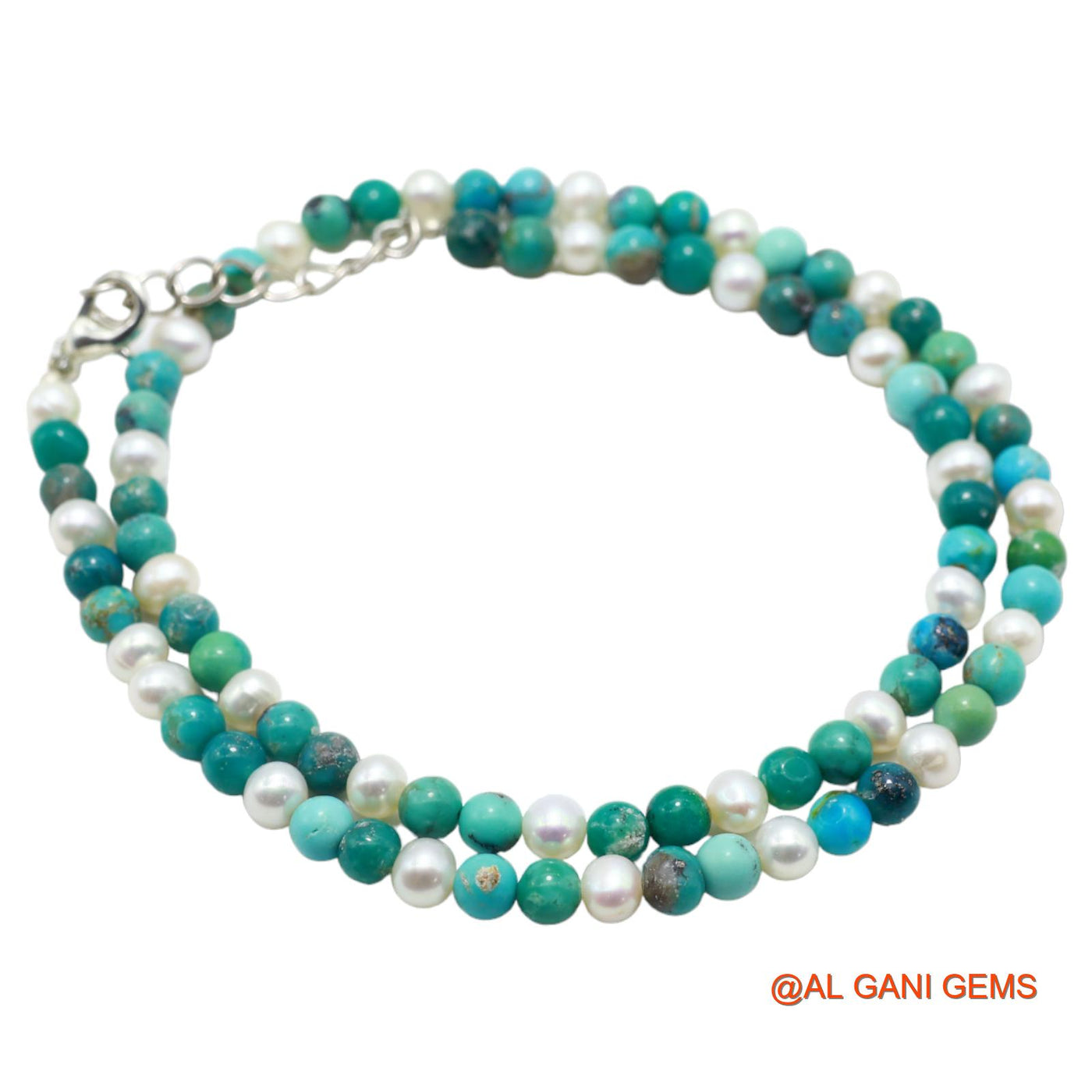 Smooth Turquoise Bead Rondelle Boho December Artisan Dainty Necklace BT-24