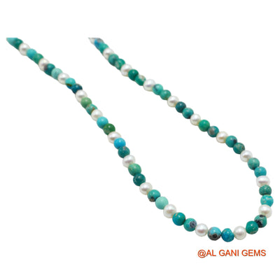 Smooth Turquoise Bead Rondelle Boho December Artisan Dainty Necklace BT-24