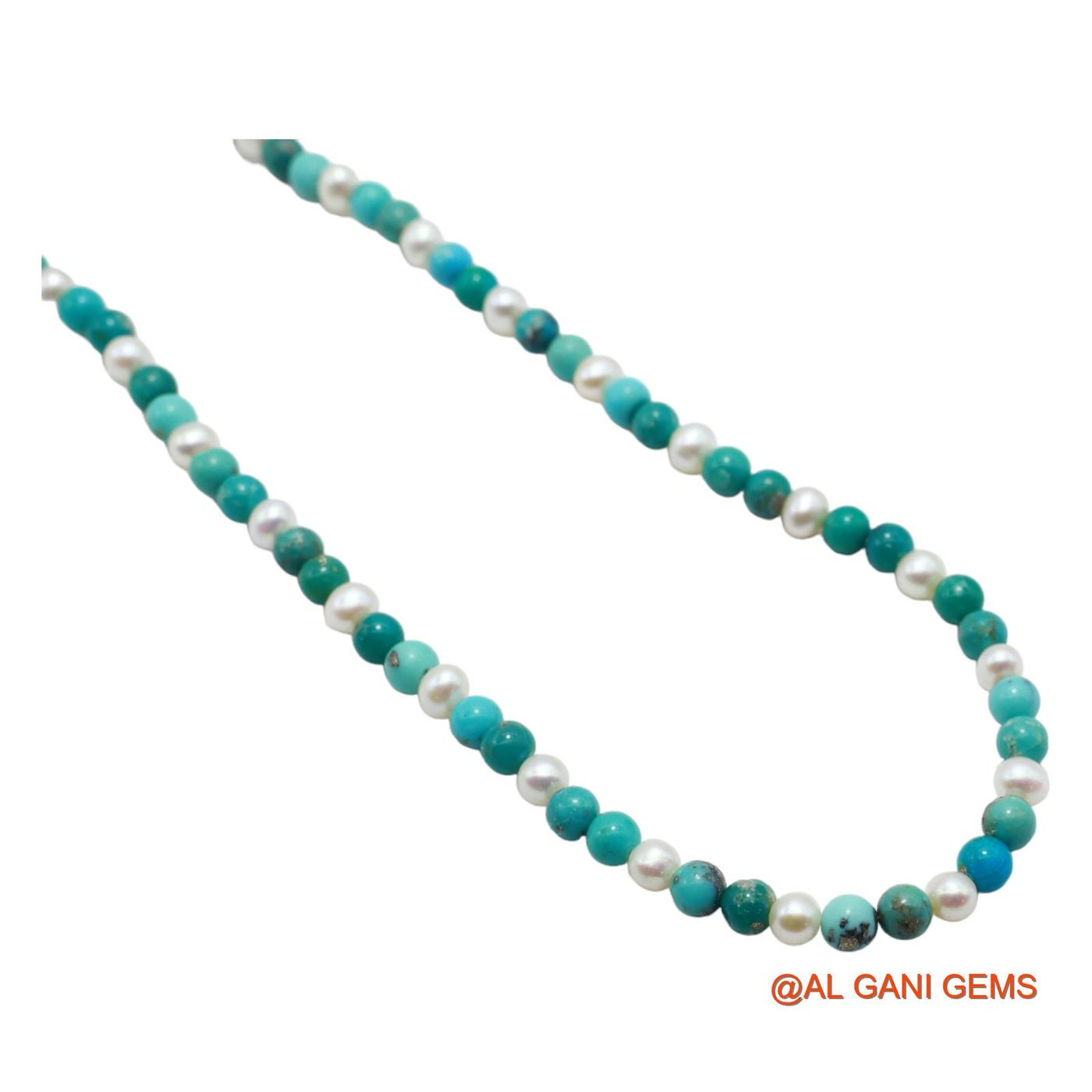 Rondelle Smooth Sky Blue Turquoise Beaded Art Deco December Necklace BT-25