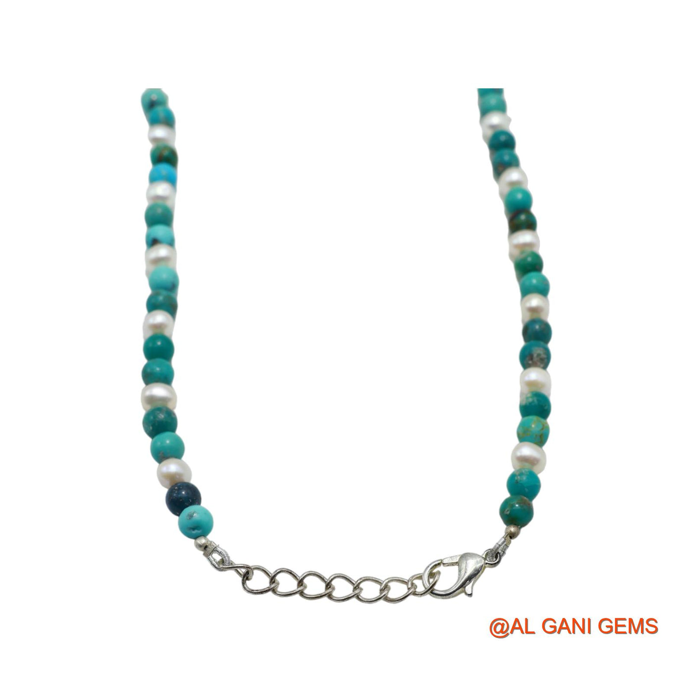 Rondelle Smooth Sky Blue Turquoise Beaded Art Deco December Necklace BT-25