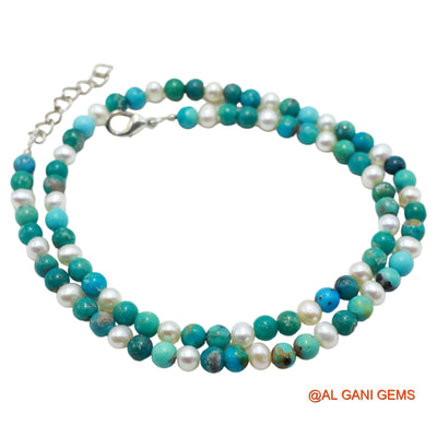 Smooth December Turquoise Beads Rondelle Boho Handcrafted Necklace BT-26