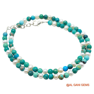 Smooth December Turquoise Beads Rondelle Boho Handcrafted Necklace BT-26