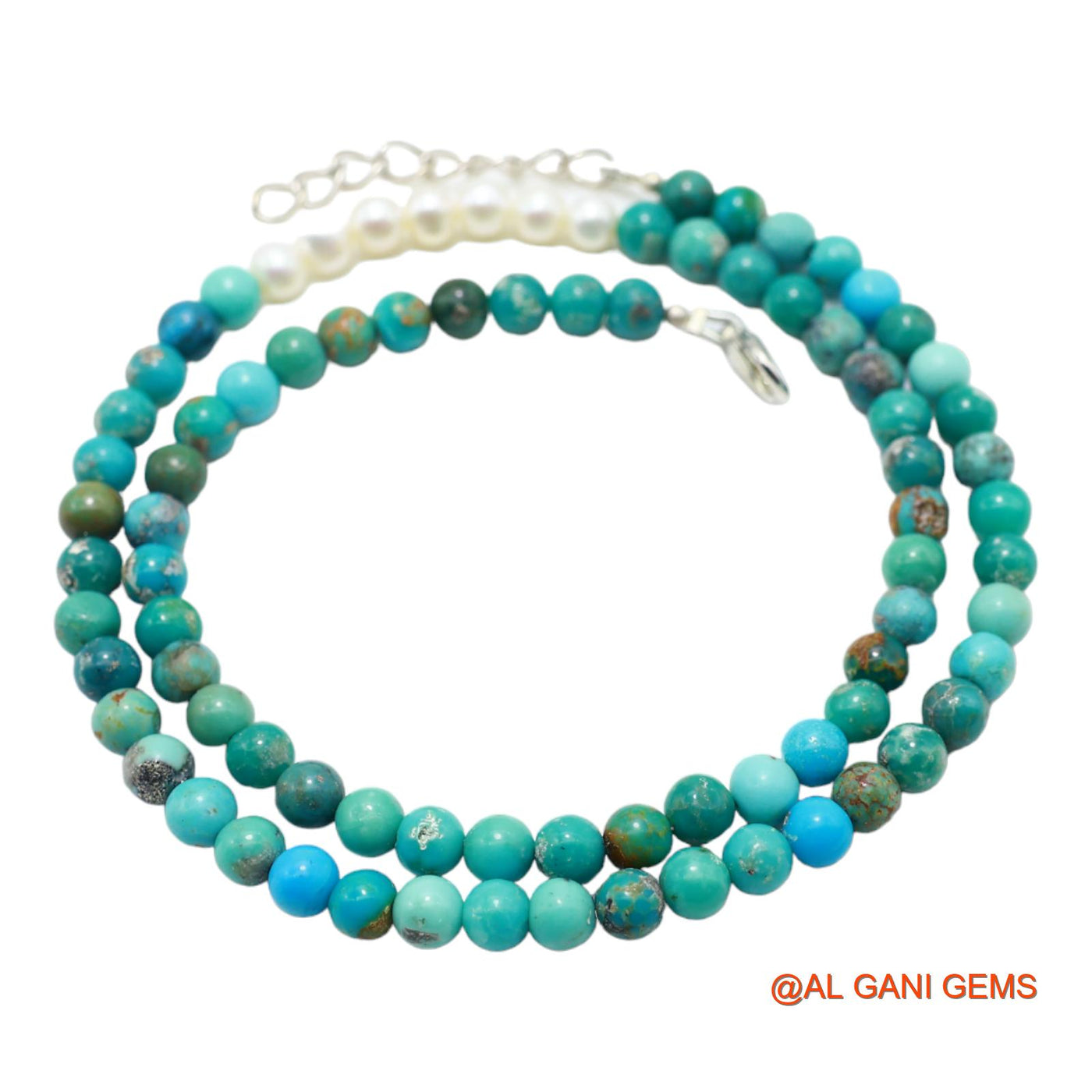 Rondelle Smooth 5X4 MM Turquoise Beaded Boho December Handmade Necklace BT-27