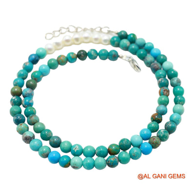 Rondelle Smooth 5X4 MM Turquoise Beaded Boho December Handmade Necklace BT-27