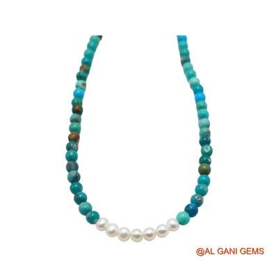 Rondelle Smooth 5X4 MM Turquoise Beaded Boho December Handmade Necklace BT-27