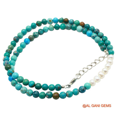 Rondelle Smooth 5X4 MM Turquoise Beaded Boho December Handmade Necklace BT-27