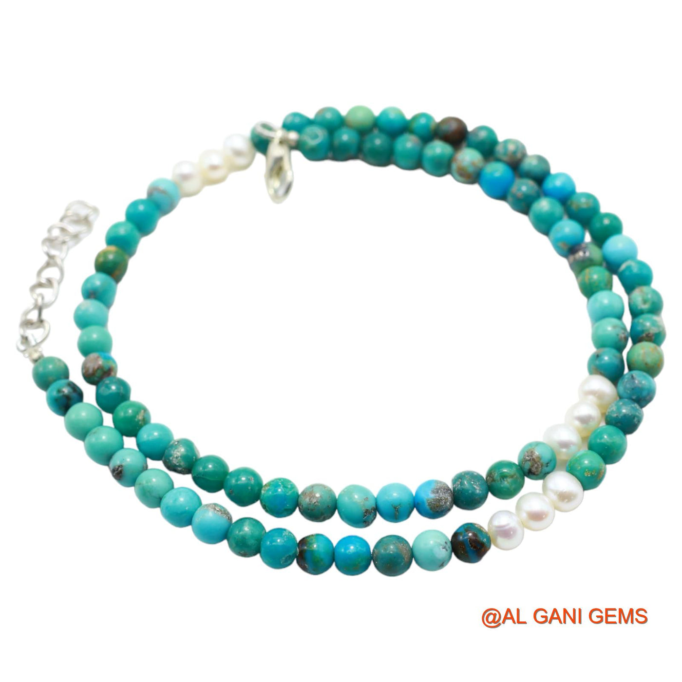 Smooth Sky Blue Turquoise Bead Rondelle Boho December Daughter Necklace BT-28