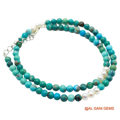 Smooth Sky Blue Turquoise Bead Rondelle Boho December Daughter Necklace BT-28