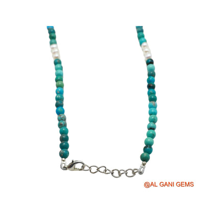 Smooth Sky Blue Turquoise Bead Rondelle Boho December Daughter Necklace BT-28